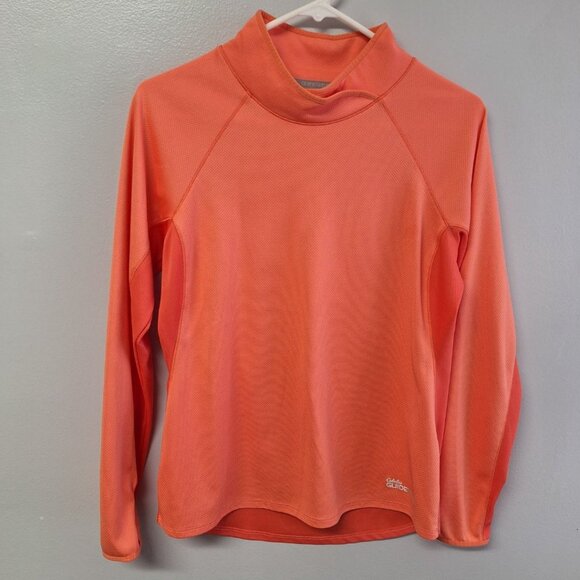 Cabelas Guidewear Lightweight Long Sleeve Shirt Salmon Orange Bright Women Small - Picture 10 of 10